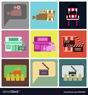 Flat icons set cinema vector image