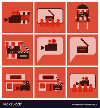 Flat icons set cinema vector image