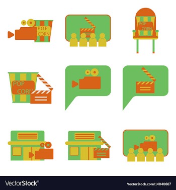 Flat icons set cinema vector image