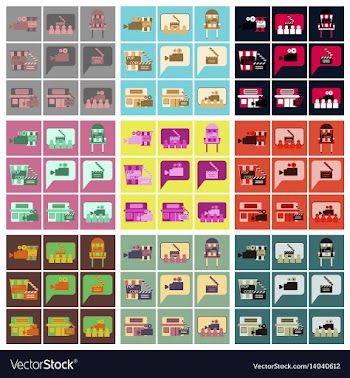 Flat icons set cinema vector image
