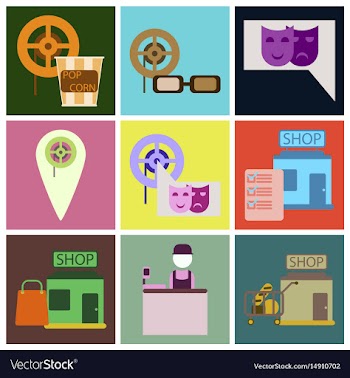 Flat icons set cinema vector image