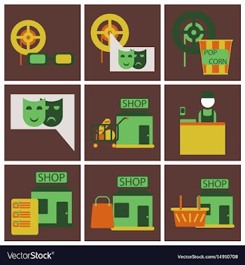 Flat icons set cinema vector image