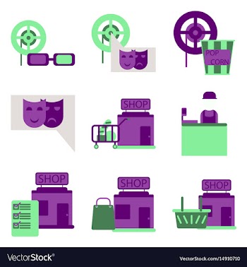 Flat icons set cinema vector image