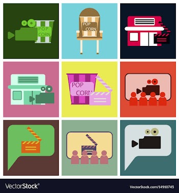 Flat icons set cinema vector image