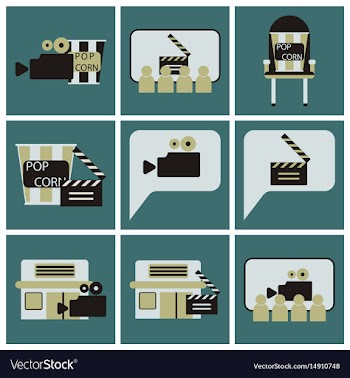 Flat icons set cinema vector image