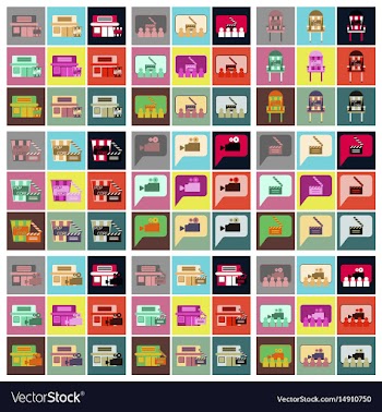 Flat icons set cinema vector image