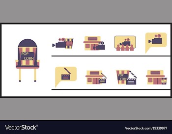 Flat icons set cinema vector image