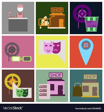 Flat icons set cinema vector image