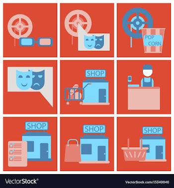 Flat icons set cinema vector image