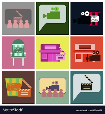 Flat icons set cinema vector image