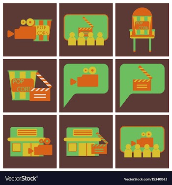 Flat icons set cinema vector image