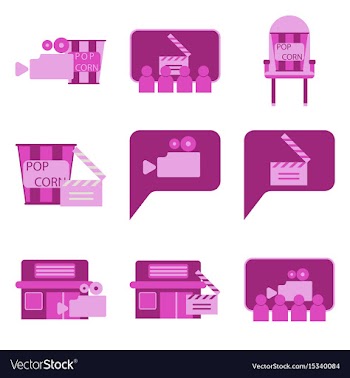 Flat icons set cinema vector image