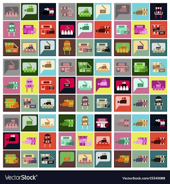 Flat icons set cinema vector image