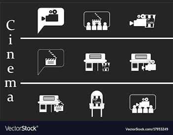 Flat icons set cinema vector image