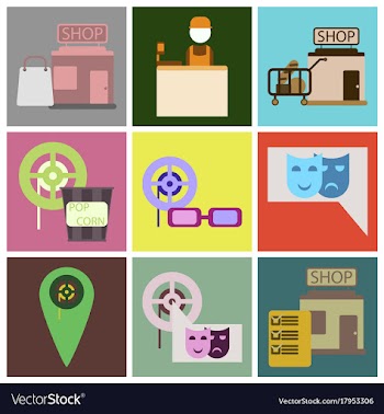 Flat icons set cinema vector image