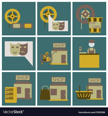 Flat icons set cinema vector image