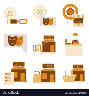 Flat icons set cinema vector image