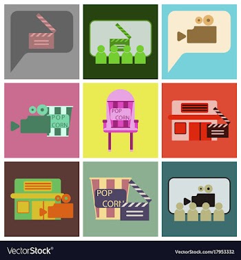 Flat icons set cinema vector image