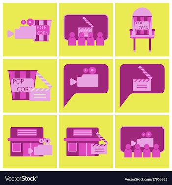 Flat icons set cinema vector image