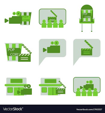 Flat icons set cinema vector image