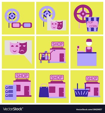 Flat icons set cinema vector image