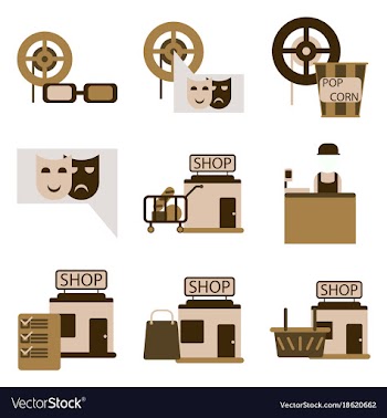Flat icons set cinema vector image