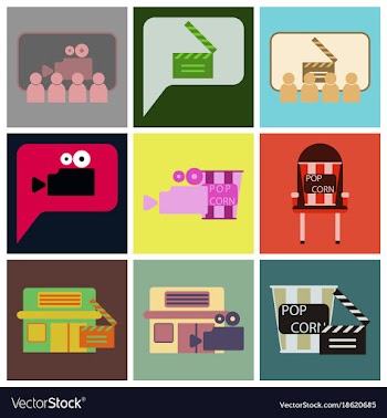 Flat icons set cinema vector image
