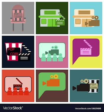 Flat icons set cinema vector image