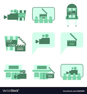 Flat icons set cinema vector image