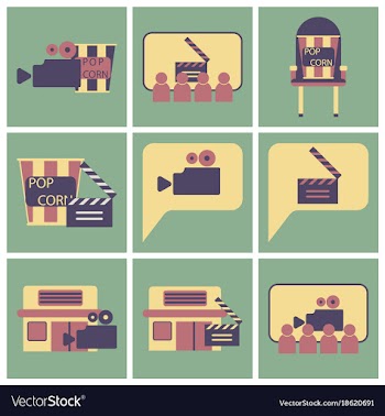 Flat icons set cinema vector image