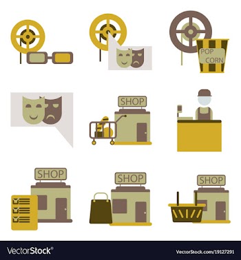 Flat icons set cinema vector image