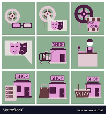 Flat icons set cinema vector image