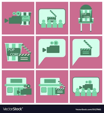 Flat icons set cinema vector image