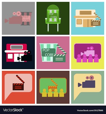 Flat icons set cinema vector image