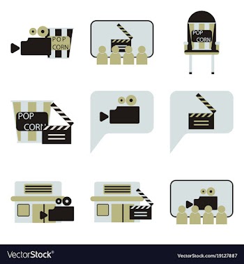 Flat icons set cinema vector image