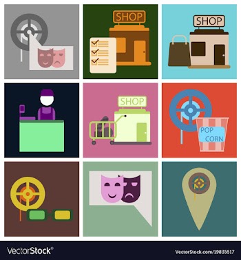Flat icons set cinema vector image