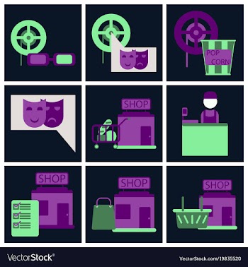 Flat icons set cinema vector image