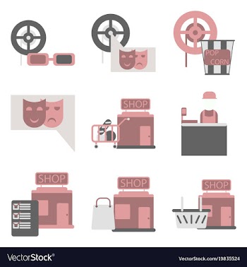 Flat icons set cinema vector image