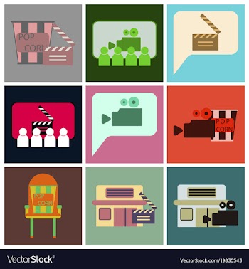 Flat icons set cinema vector image