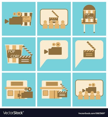 Flat icons set cinema vector image