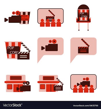 Flat icons set cinema vector image