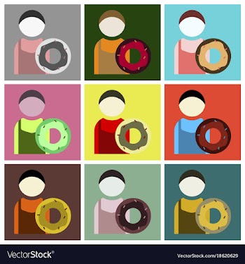 Flat icons set cook donut vector image