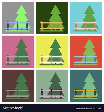 Flat icons set fenced spruce vector image