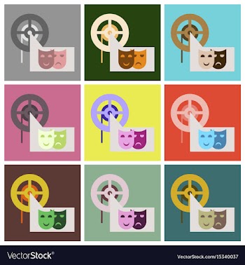 Flat icons set film mask vector image