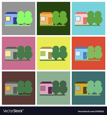Flat icons set house and vector image