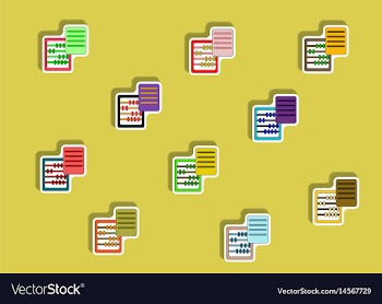 Flat icons set of abacus and blank concept in vector image