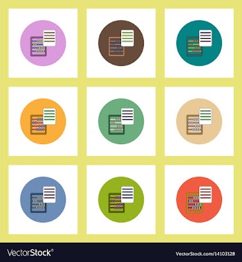 Flat icons set of abacus and blank concept on vector image