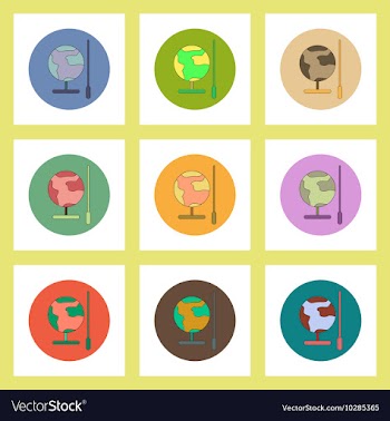 Flat icons set of back to school concept on vector image