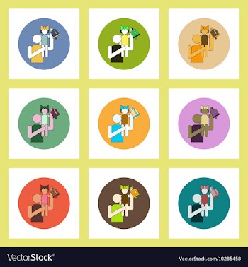 Flat icons set of back to school concept on vector image