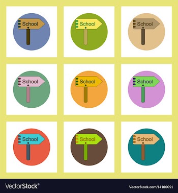 Flat icons set of back to school concept on vector image
